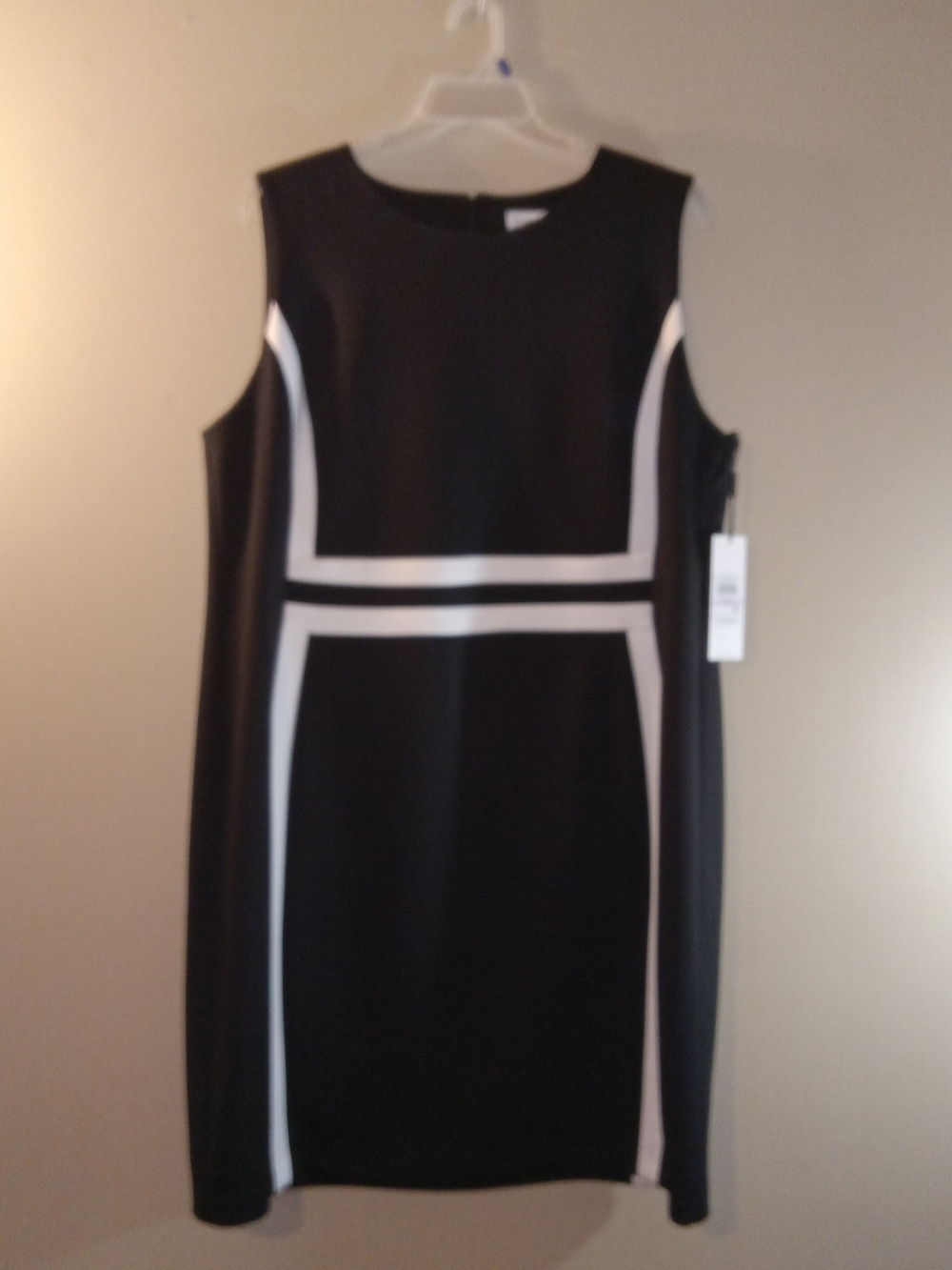 Calvin Klein Black and White Colorblock Midi Dress